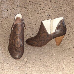 MATT BERNSON-JAGUAR Coffee Brown Leather Snake Print-Booties-Sz 8-NWOB